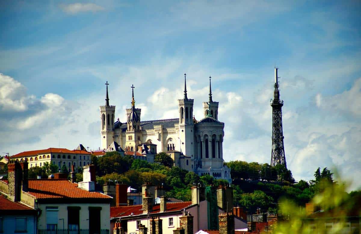 metallic tower of Fourvière Lyon France