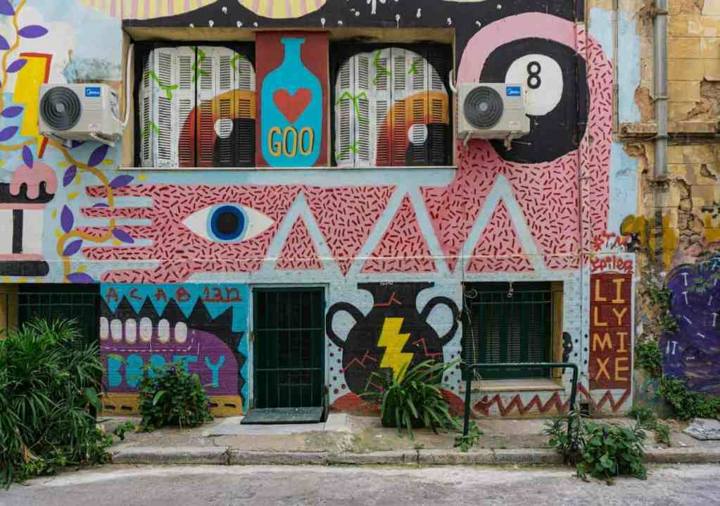 street art mural in Athens, Greece, in the Exarchia neighborhood.